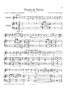 Plainte de Thécla, Op.10: Für Stimme und Klavier by Vincent d' Indy