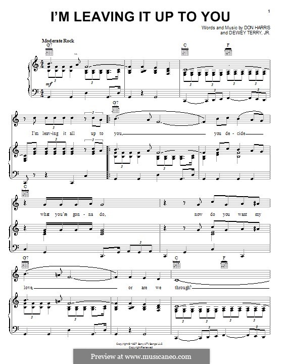I'm Leaving It Up To You (Dale & Grace): Für Stimme und Klavier (oder Gitarre) by Don F. Harris, Dewey Terry, Jr.