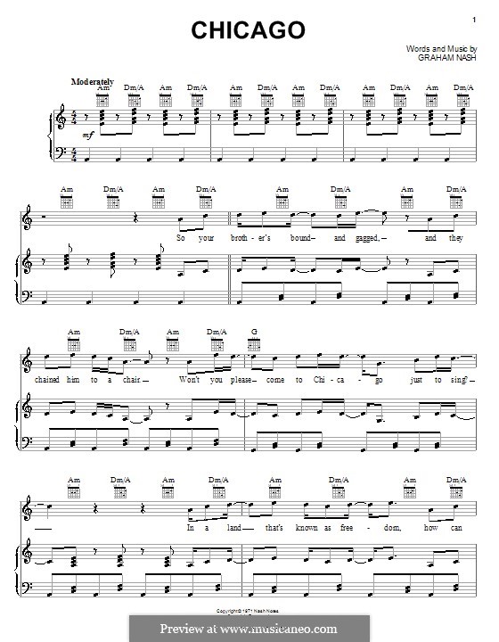 Chicago (Crosby, Stills & Nash): Für Stimme und Klavier (oder Gitarre) by Graham Nash