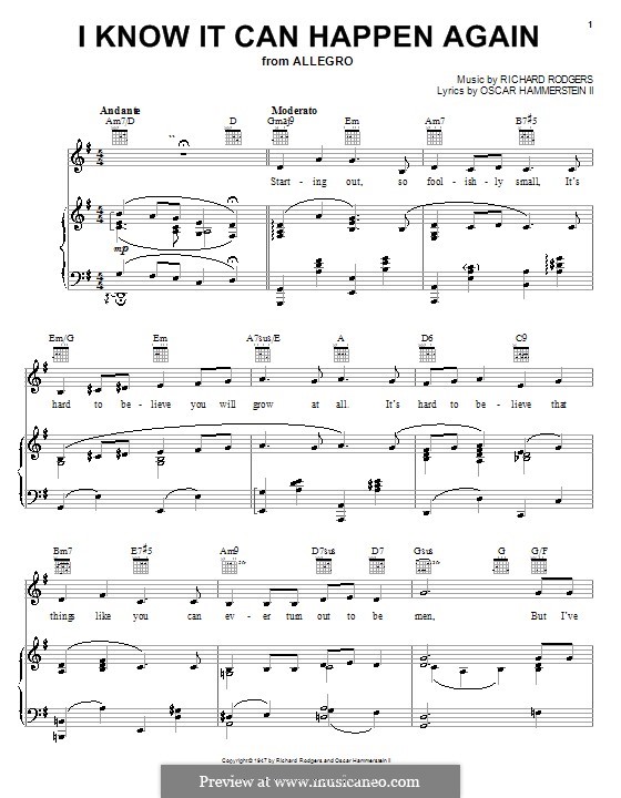 I Know It Can Happen Again (from Allegro): Für Stimme mit Klavier oder Gitarre by Richard Rodgers