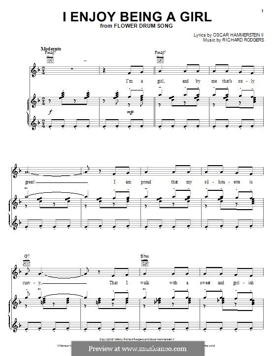 I Enjoy Being a Girl (from Flower Drum Song): Für Stimme und Klavier oder Gitarre (F-Dur) by Richard Rodgers