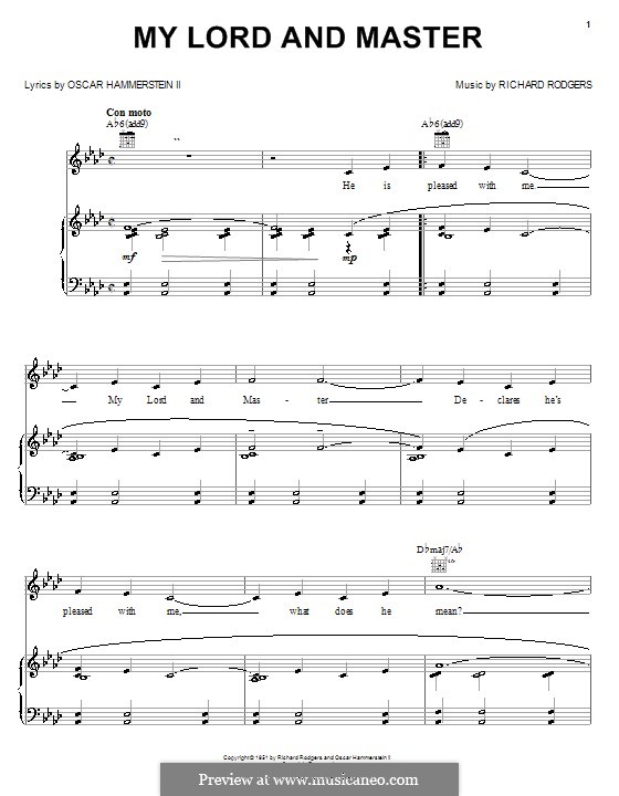 My Lord and Master (from The King and I): Für Stimme mit Klavier oder Gitarre by Richard Rodgers