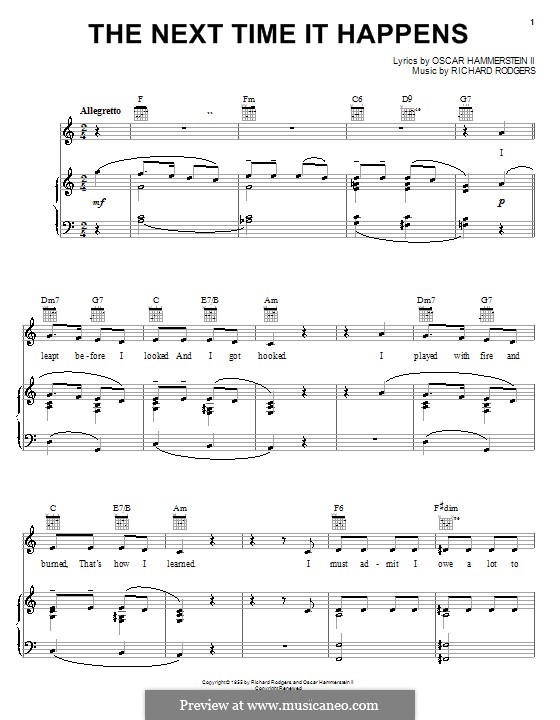 The Next Time it Happens: Für Stimme und Klavier (oder Gitarre) by Richard Rodgers
