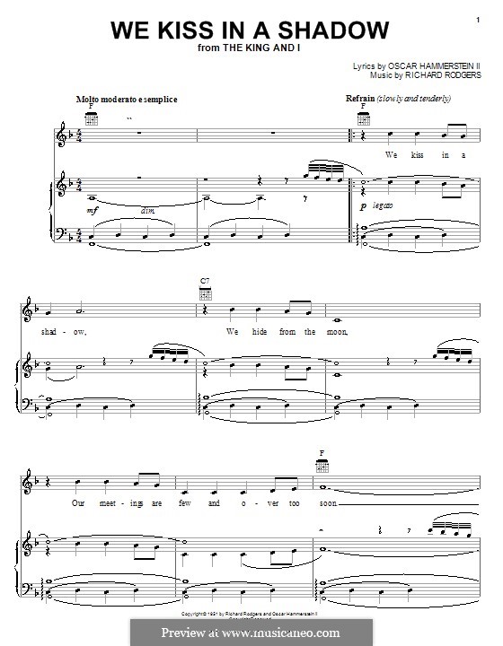 We Kiss in a Shadow (from The King and I): Für Stimme mit Klavier oder Gitarre by Richard Rodgers