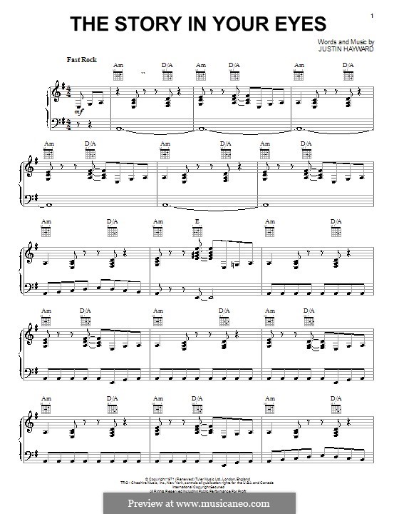 The Story in Your Eyes (The Moody Blues): Für Stimme und Klavier (oder Gitarre) by Justin Hayward