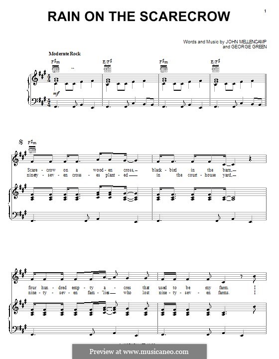 Rain on the Scarecrow (John Cougar Mellencamp): Für Stimme und Klavier (oder Gitarre) by George M. Green