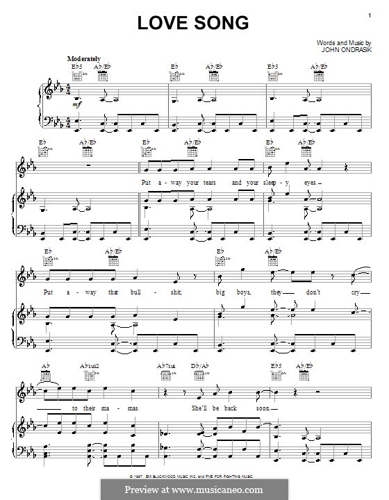 Love Song (Five for Fighting): Für Stimme und Klavier (oder Gitarre) by John Ondrasik