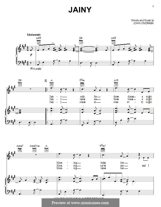 Jainy (Five for Fighting): Für Stimme und Klavier (oder Gitarre) by John Ondrasik
