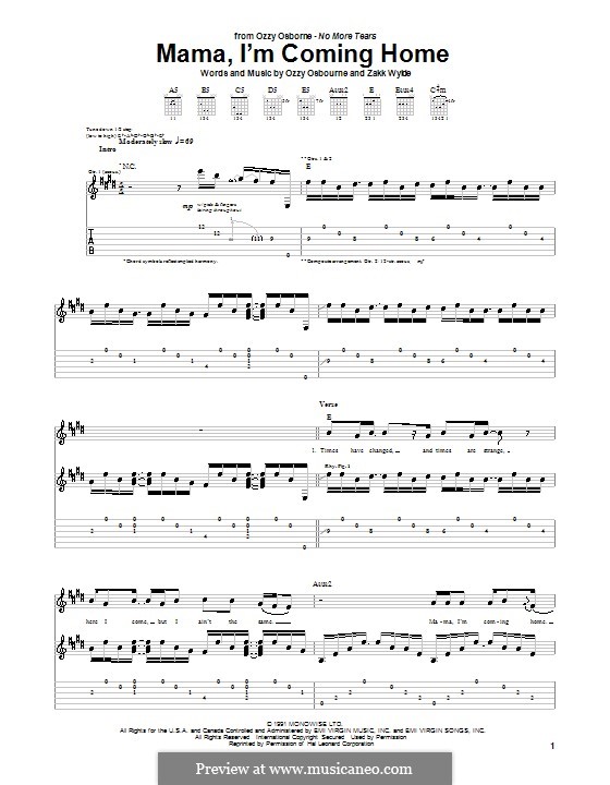 Mama, I'm Coming Home (Ozzy Osbourne): Für Gitarre mit Tabulatur by Zakk Wylde