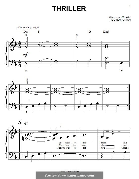 Thriller: Für Klavier (sehr leichte Fassung) by Rod Temperton