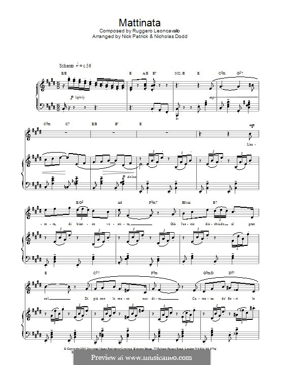 Mattinata: Für Stimme und Klavier (oder Gitarre) by Ruggero Leoncavallo