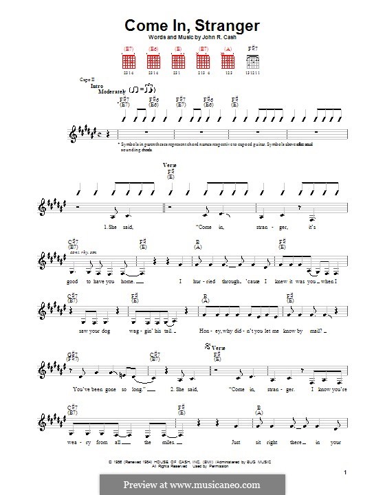 Come In, Stranger: Für Gitarre (mit Schlagmuster) by Johnny Cash