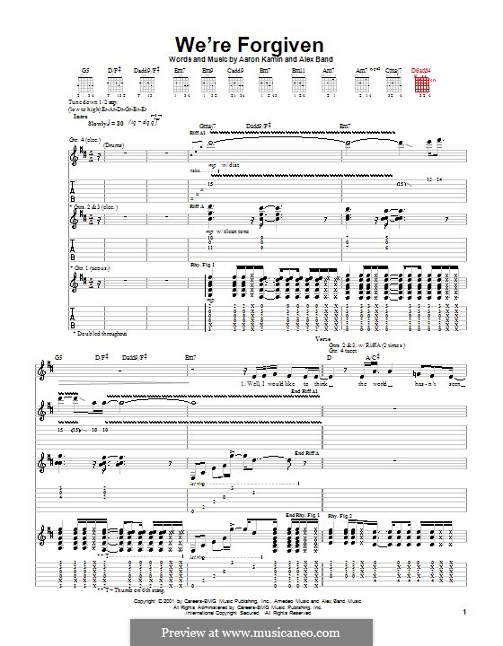 We're Forgiven (The Calling): Für Gitarre mit Tabulatur by Aaron Kamin, Alex Band