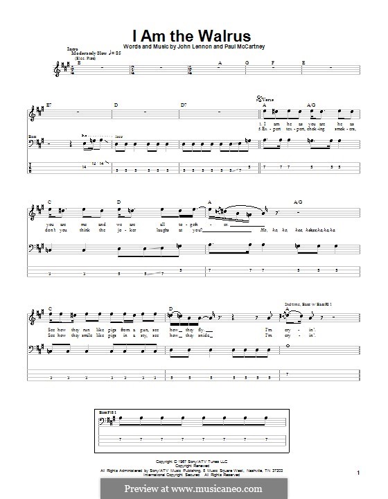 I am the Walrus (The Beatles): Für Gitarre by John Lennon, Paul McCartney