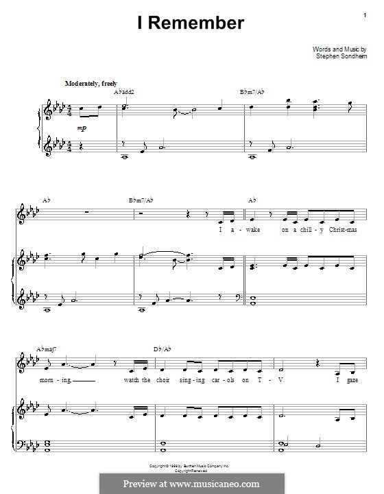 I Remember: Für Stimme und Klavier (oder Gitarre) by Stephen Sondheim