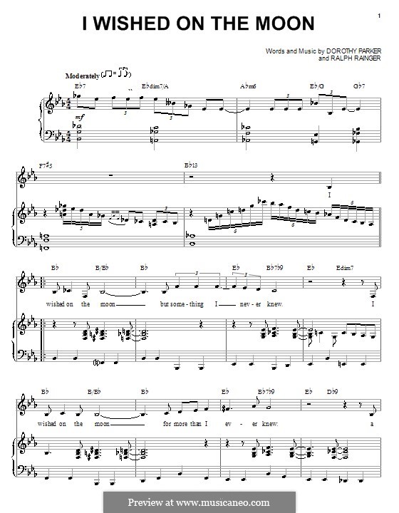 I Wished on the Moon: Für Stimme und Klavier (oder Gitarre) by Ralph Rainger