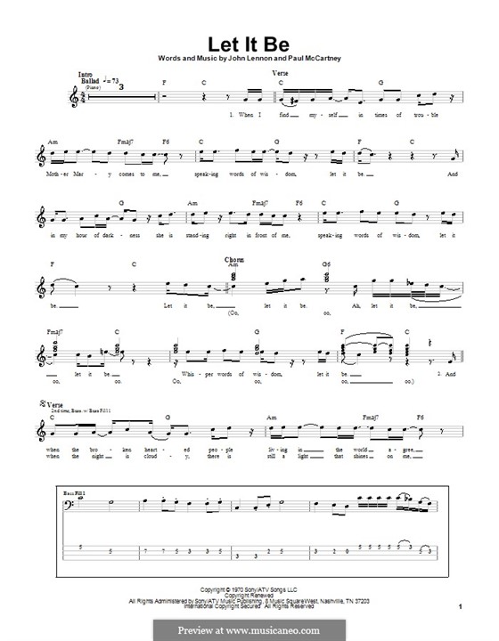 Guitar version: Für Bassgitarre by John Lennon, Paul McCartney