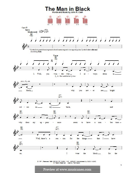 The Man in Black: Für Gitarre (mit Schlagmuster) by Johnny Cash