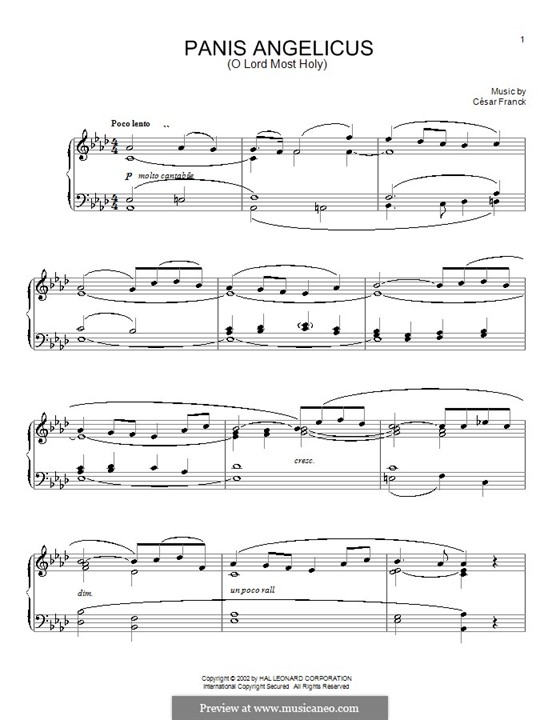 Panis Angelicus (O Lord Most Holy), Printable Scores: Für Stimme und Klavier oder Gitarre (As-Dur) by César Franck