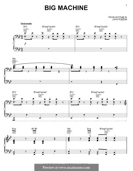Big Machine (Goo Goo Dolls): Für Stimme und Klavier (oder Gitarre) by John Rzeznik
