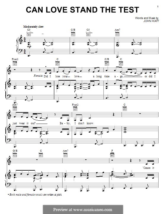 Can Love Stand the Test (from The Country Bears): Für Stimme und Klavier (oder Gitarre) by John Hiatt