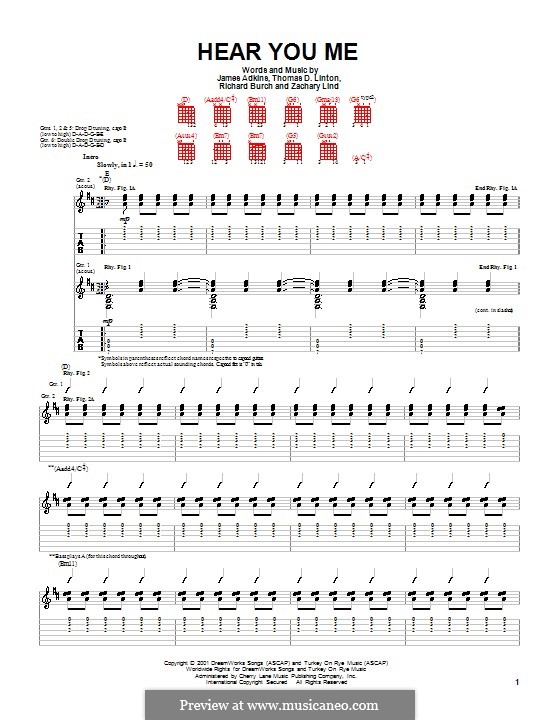 Hear You Me (Jimmy Eat World): Für Gitarre mit Tab by James Adkins, Richard Burch, Thomas D. Linton