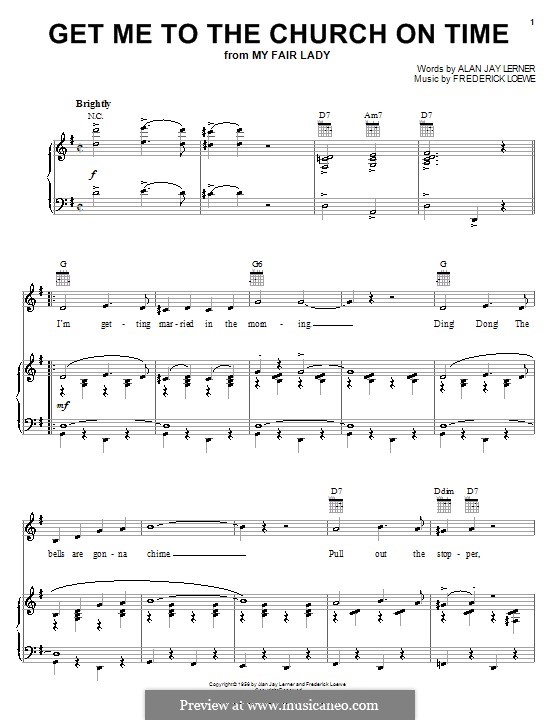Get Me to the Church on Time: Für Stimme und Klavier (oder Gitarre) by Frederick Loewe