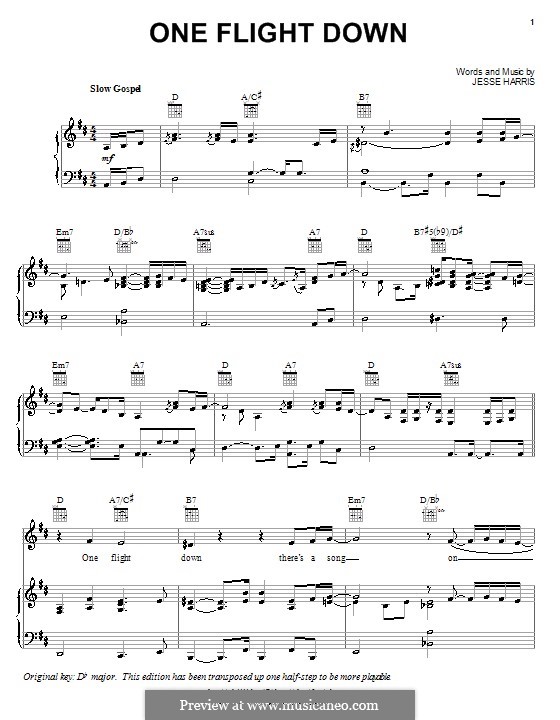 One Flight Down: Für Stimme und Klavier (oder Gitarre) by Jesse Harris