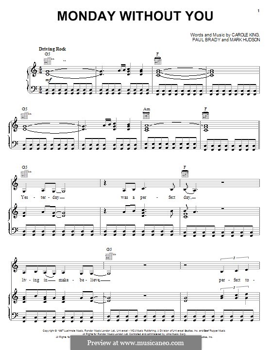 Monday without You: Für Stimme und Klavier (oder Gitarre) by Mark Jeffrey Hudson, Paul Brady
