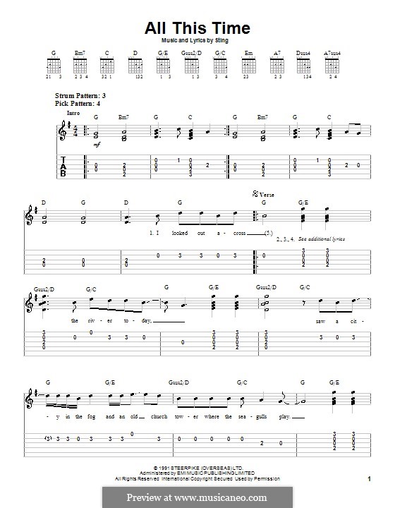All This Time: Für Gitarre (Sehr leichte Fassung) by Sting