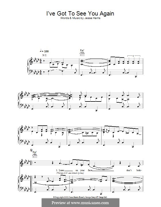 I've Got To See You Again (Norah Jones): Für Stimme und Klavier (oder Gitarre) by Jesse Harris