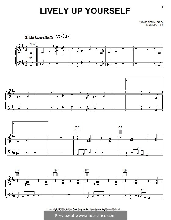 Lively Up Yourself: Für Stimme und Klavier (oder Gitarre) by Bob Marley