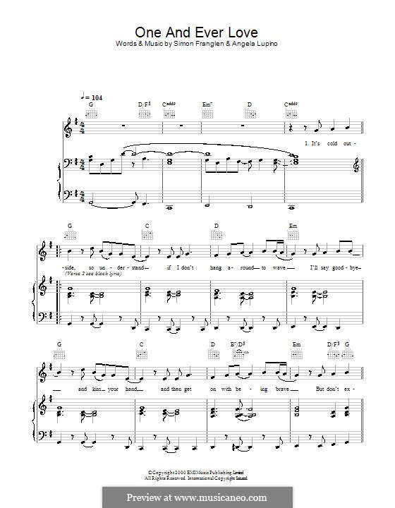 One and Ever Love (Gareth Gates): Für Stimme und Klavier (oder Gitarre) by Angela Lupino, Simon Franglen