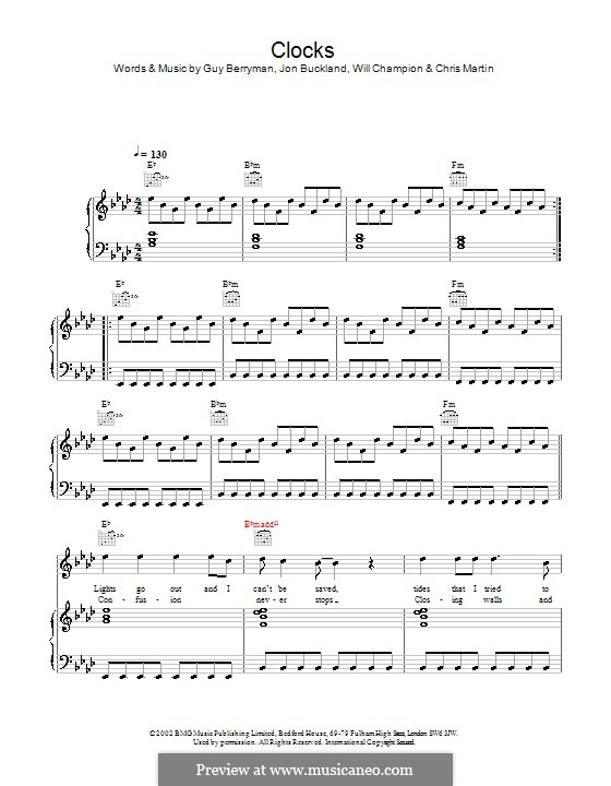 Vocal version: Für Stimme und Klavier (oder Gitarre) by Chris Martin, Guy Berryman, Jonny Buckland, Will Champion
