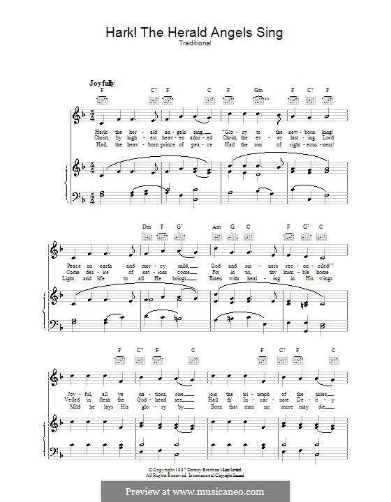 Hark! The Herald Angels Sing: Für Stimme und Klavier (oder Gitarre) by folklore