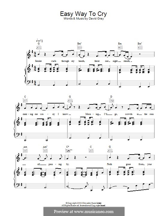Easy Way To Cry: Für Stimme und Klavier (oder Gitarre) by David Gray