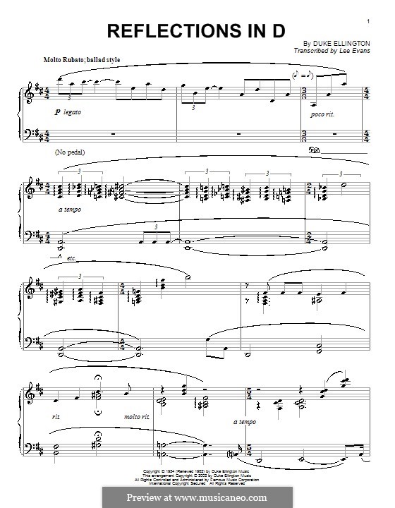 Reflections in D: Für Klavier by Duke Ellington