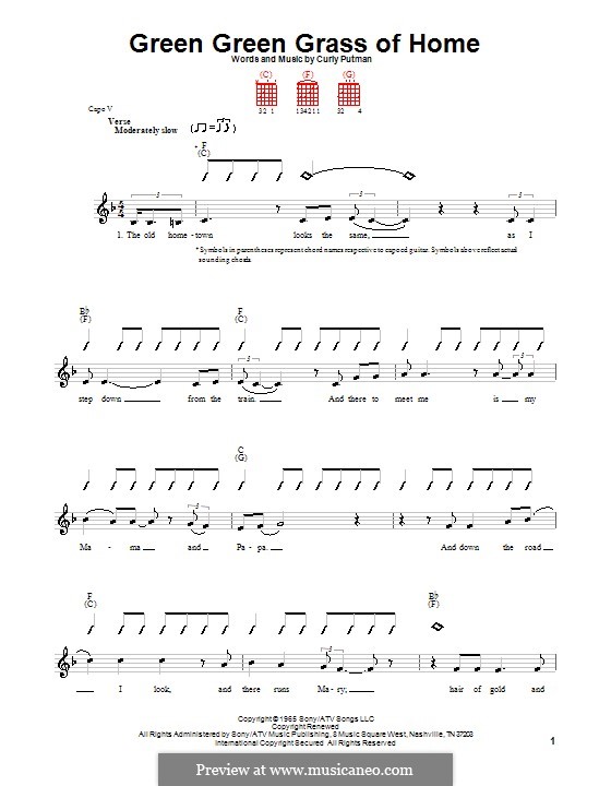 Green Green Grass of Home: Für Gitarre by Curly Putman