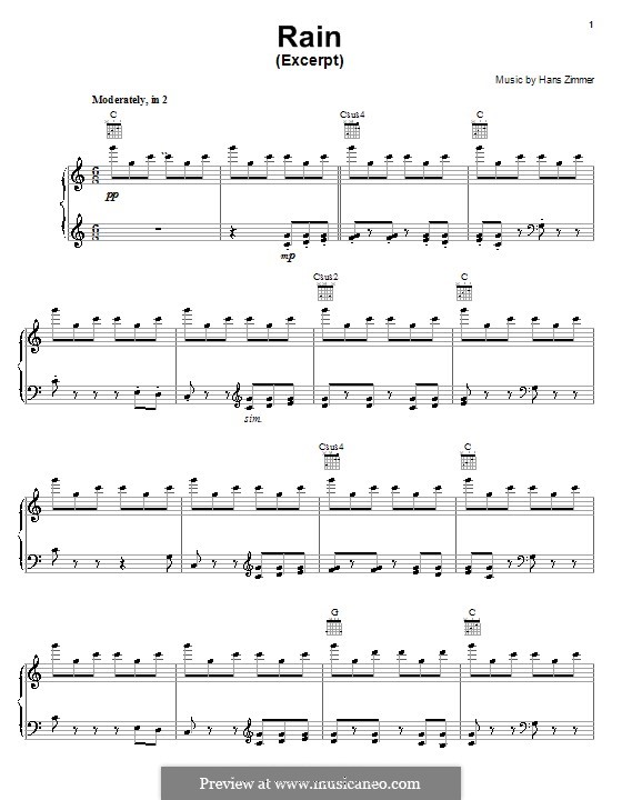 Rain (from Spirit: Stallion of the Cimarron): Für Stimme und Klavier (oder Gitarre) by Hans Zimmer