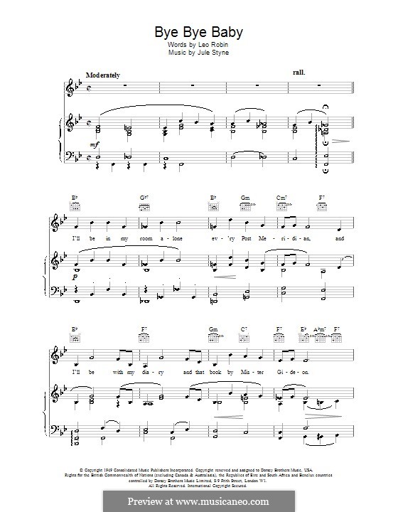 Bye Bye Baby: Für Stimme und Klavier (oder Gitarre) by Jule Styne