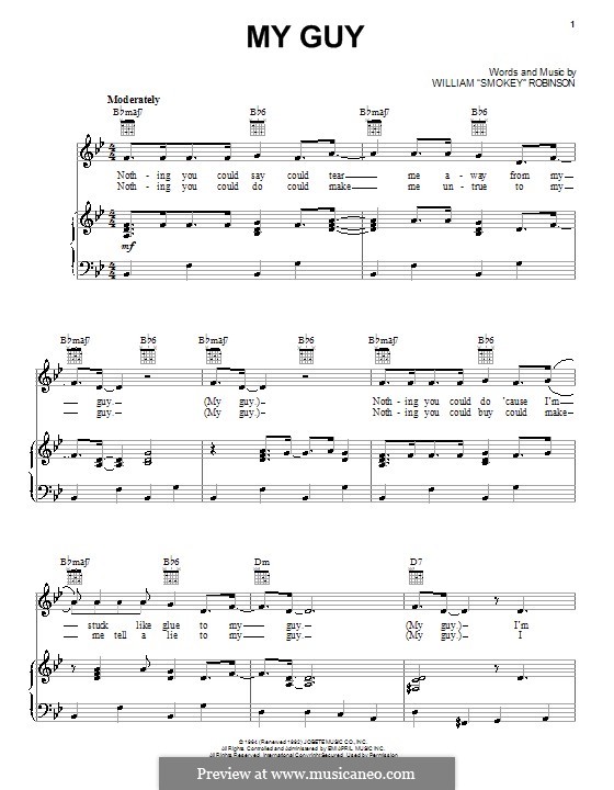 My Guy (Mary Wells): Für Stimme und Klavier (oder Gitarre) by Smokey Robinson