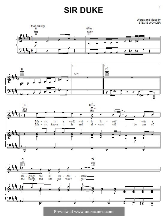 Sir Duke: Für Stimme und Klavier (oder Gitarre) by Stevie Wonder