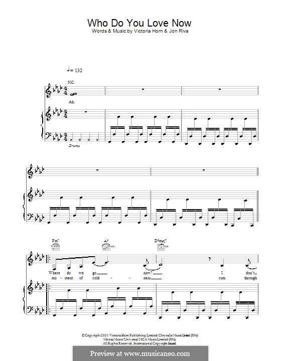 Who Do You Love Now (Riva): Für Stimme und Klavier (oder Gitarre) by Jon Riva, Victoria Horn