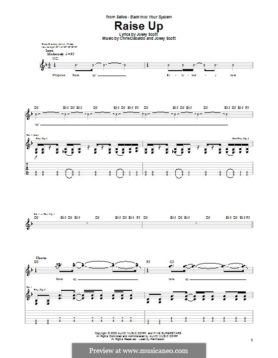 Raise Up (Saliva): Für Gitarre mit Tabulatur by Chris Dabaldo, Josey Scott