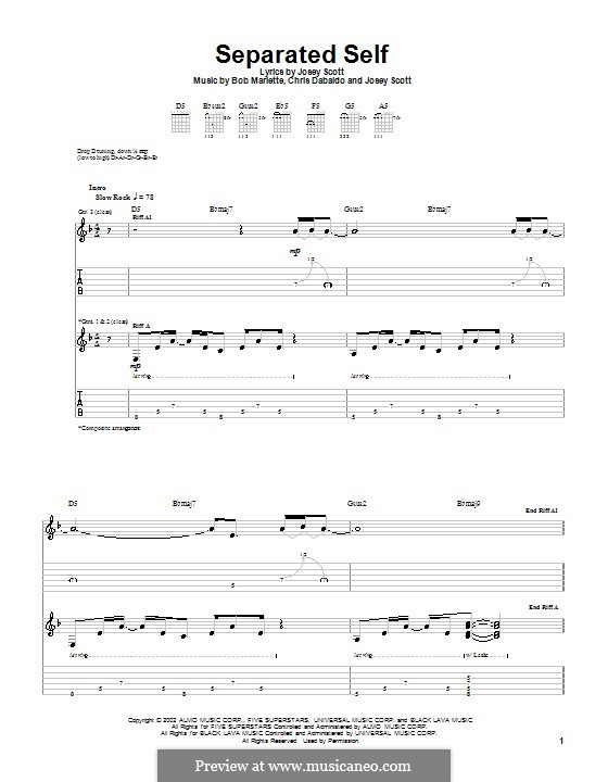Separated Self (Saliva): Für Gitarre mit Tabulatur by Bob Marlette, Chris Dabaldo, Josey Scott