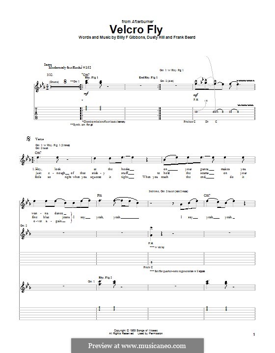 Velcro Fly (ZZ Top) von B.F. Gibbons, D. Hill, F.L. Beard auf MusicaNeo