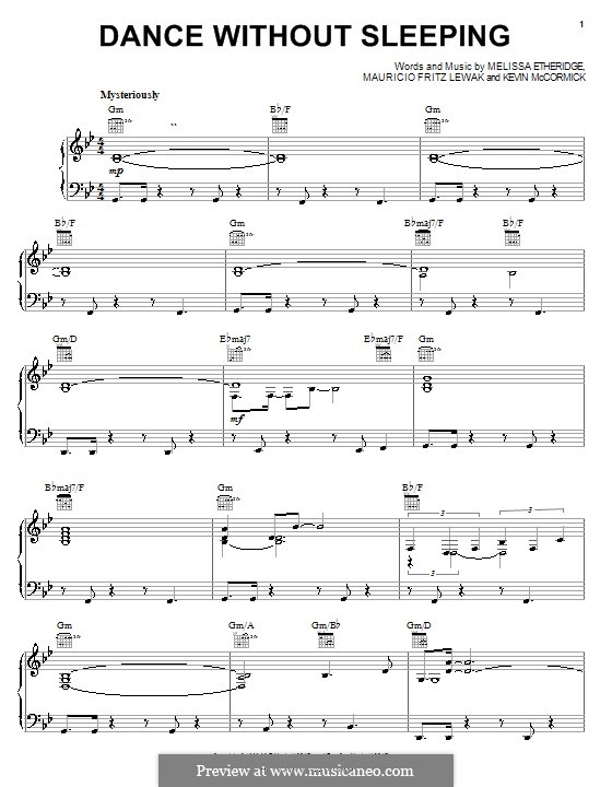 Dance without Sleeping (Melissa Etheridge): Für Stimme und Klavier (oder Gitarre) by Kevin McCormick, Mauricio Fritz Lewak