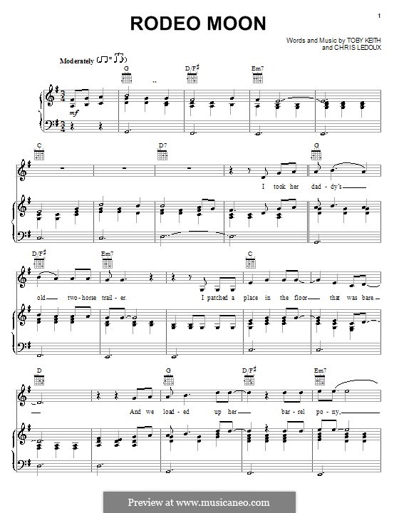 Rodeo Moon (Toby Keith): Für Stimme und Klavier (oder Gitarre) by Chris LeDoux