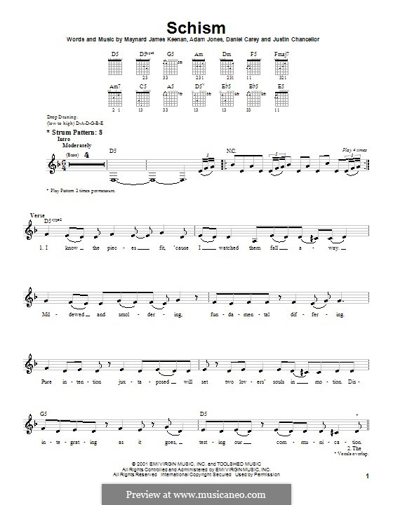 Schism (Tool): Für Gitarre (Sehr leichte Fassung) by Adam Jones, Daniel Carey, Justin Chancellor, Maynard James Keenan