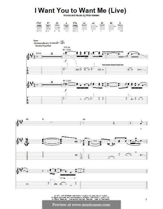 I Want You To Want Me: Für Gitarre mit Tab by Rick Nielsen